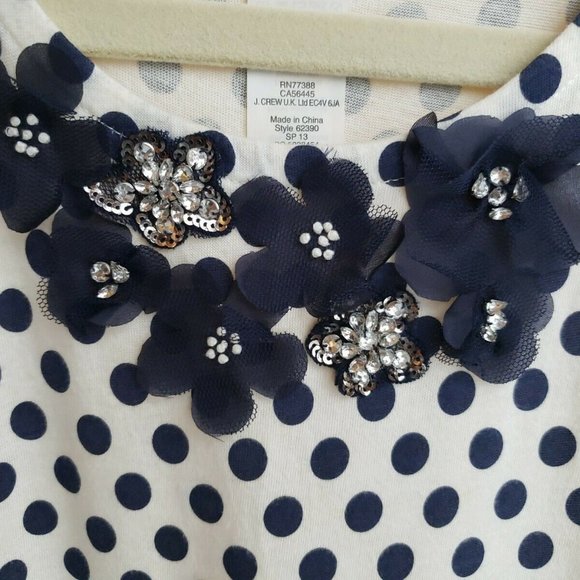 EUC JCREW CREWCUTS SZ 8 NAVY BLUE POLKA DOT DRESS - Picture 5 of 6